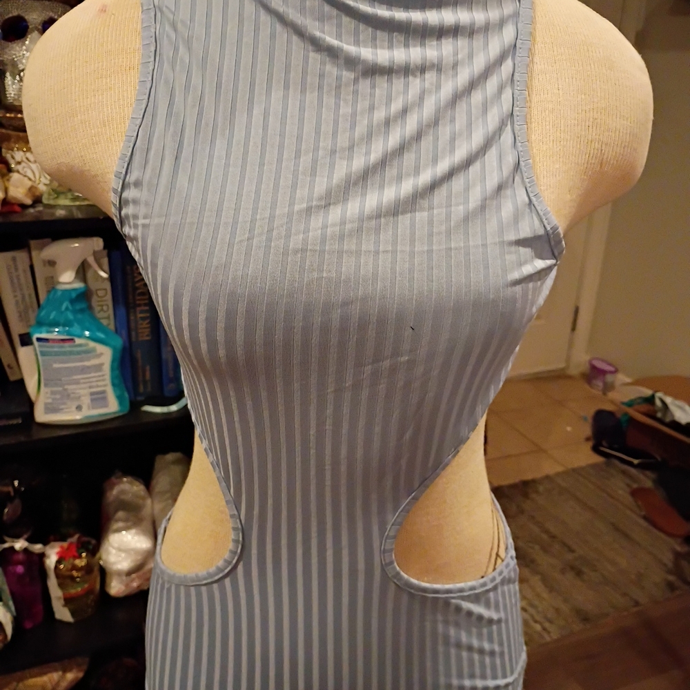 SHEIN Silver Ribbed Halter Bodycon Tank Top